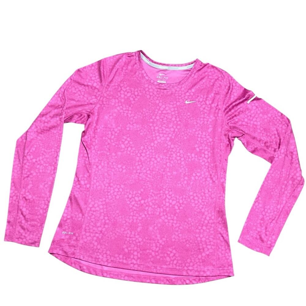 Nike Running Dri Fit Fuchsia Long Sleeve Sports Top Size Large EUC